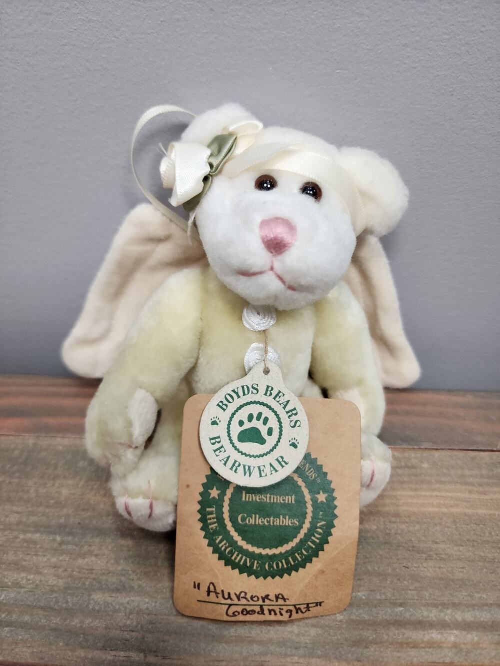 Boyds Bear Jointed AURORA GOODNIGHT Plush Angel Yellow Christmas Ornament